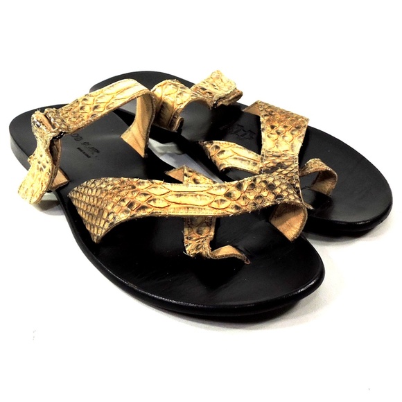 GOODMAN ??  MEN\'S  BROWN REAL SNAKE SKIN FLAT COMFORT SUMMER SANDALS main image 6